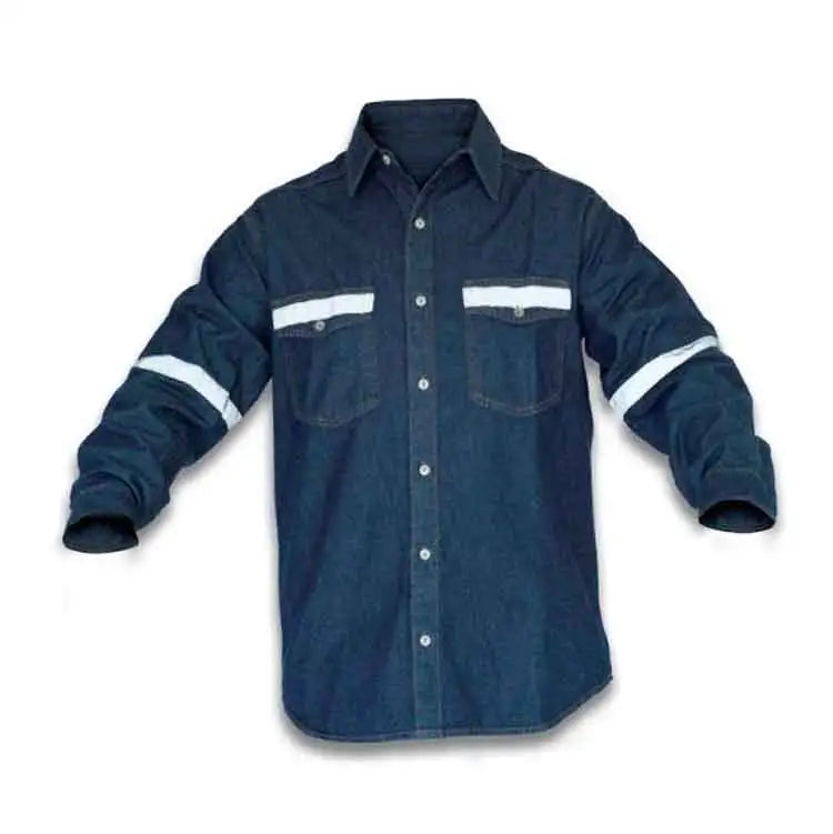 Camisa Jeans con Cinta Reflectiva y Bordado de Empresa