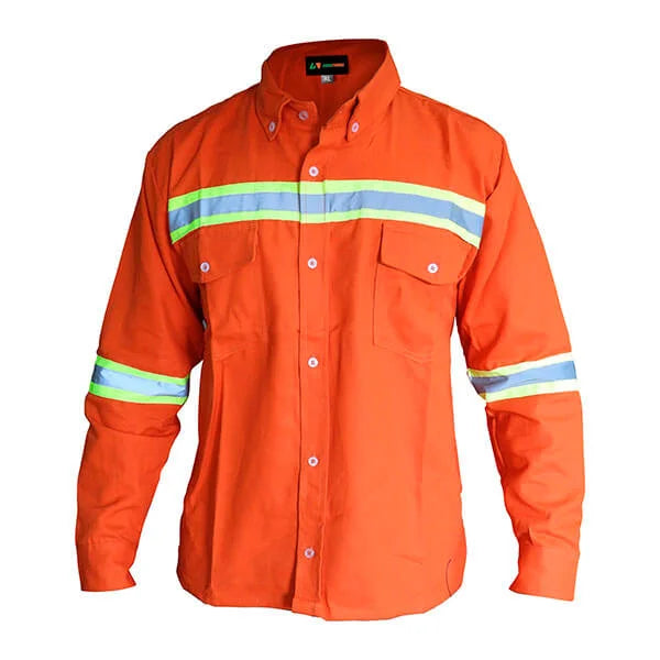 Camisa Oxford con Cinta Reflectiva y Bordado de Empresa