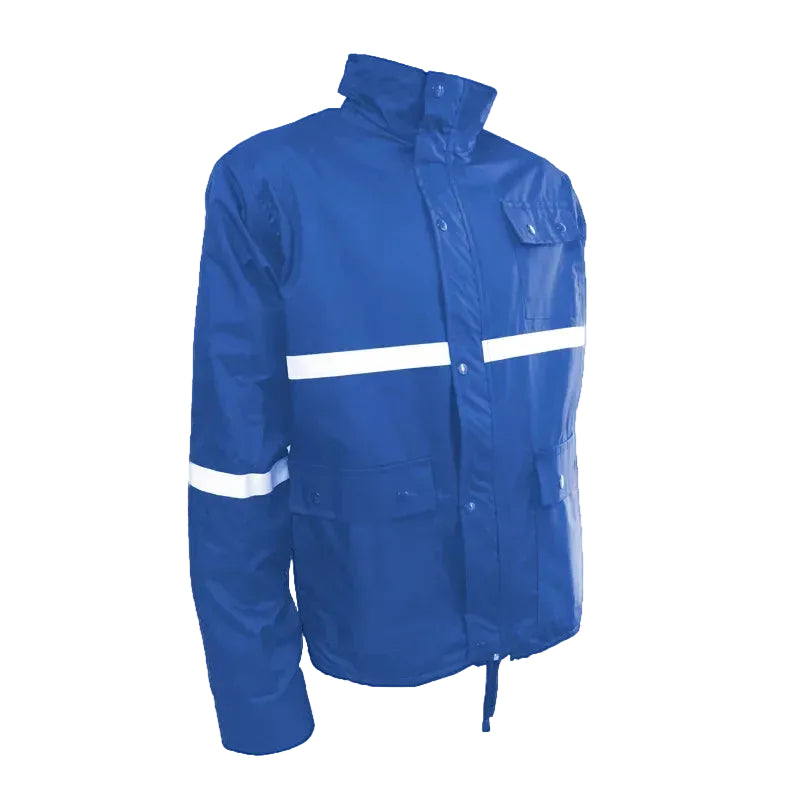 Chompa Reflectiva Semi Impermeable con Cierre, Forro de Malla, Bolsillos y Cinta Reflectiva